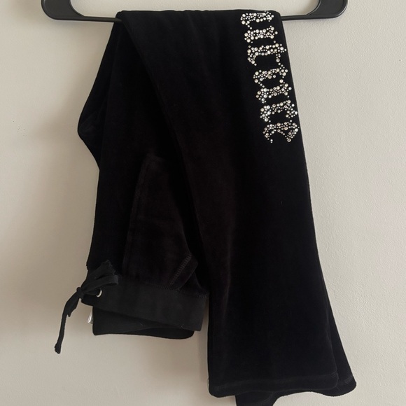 Juicy Couture Velour Tracksuit black zip up sweat pants rhinestone - Picture 2 of 8